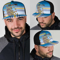 Cook Islands Va'a Race Mesh Trucker Cap Te Tatau Tattoos Sporty Style Glory Blue Color - Polynesian Pride