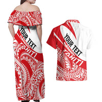 Personalised Tahiti Va'a Race Couples Matching Off Shoulder Maxi Dress and Hawaiian Shirt Polynesian Tattoos Sporty Style LT03 - Polynesian Pride
