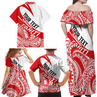 Personalised Tahiti Va'a Race Family Matching Off Shoulder Maxi Dress and Hawaiian Shirt Polynesian Tattoos Sporty Style LT03 - Polynesian Pride