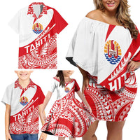Personalised Tahiti Va'a Race Family Matching Off Shoulder Short Dress and Hawaiian Shirt Polynesian Tattoos Sporty Style LT03 - Polynesian Pride