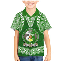 Tonga Liahona High School Family Matching Mermaid Dress and Hawaiian Shirt Traditional Ngatu and Polynesian Pattern LT03 Son's Shirt Green - Polynesian Pride