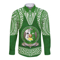 Tonga Liahona High School Long Sleeve Button Shirt Traditional Ngatu and Polynesian Pattern LT03 Unisex Green - Polynesian Pride