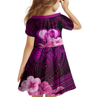Dolphin Couple Love Story Valentine Day Family Matching Short Sleeve Bodycon Dress and Hawaiian Shirt With Polynesian Tribal Tattoo Pink Style LT03 - Polynesian Pride