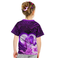 Dolphin Couple Love Story Valentine Day Kid T Shirt With Polynesian Tribal Tattoo Purple Style LT03 - Polynesian Pride