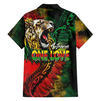 Aotearoa One Love Family Matching Off The Shoulder Long Sleeve Dress and Hawaiian Shirt Reggae Lion with Kakahu Huruhuru LT03 - Polynesian Pride