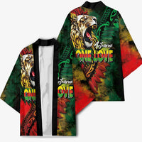 Aotearoa One Love Kimono Reggae Lion with Kakahu Huruhuru