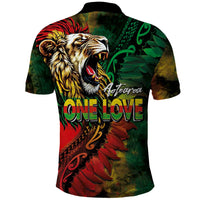 Aotearoa One Love Polo Shirt Reggae Lion with Kakahu Huruhuru
