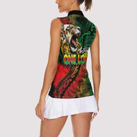 Aotearoa One Love Women Sleeveless Polo Shirt Reggae Lion with Kakahu Huruhuru