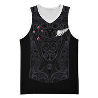 Custom Aotearoa Rugby Basketball Jersey Fern Blacks-Traditional Maori Motifs Design