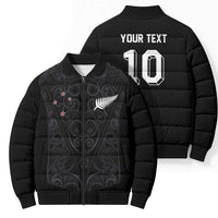 Custom Aotearoa Rugby Bomber Puffer Jacket Fern Blacks-Traditional Maori Motifs Design