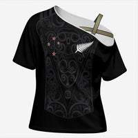 Custom Aotearoa Rugby Cross Shoulder Shirt Fern Blacks-Traditional Maori Motifs Design