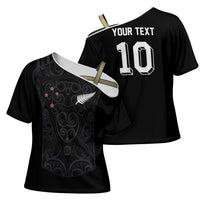Custom Aotearoa Rugby Cross Shoulder Shirt Fern Blacks-Traditional Maori Motifs Design