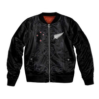 Custom Aotearoa Rugby Sleeve Zip Bomber Jacket Fern Blacks-Traditional Maori Motifs Design