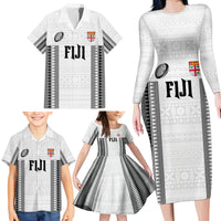 Fiji Rugby Warriors Family Matching Long Sleeve Bodycon Dress and Hawaiian Shirt Masi Tribal Pattern Go Champion 2024 LT03 - Polynesian Pride
