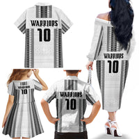 Fiji Rugby Warriors Family Matching Off The Shoulder Long Sleeve Dress and Hawaiian Shirt Masi Tribal Pattern Go Champion 2024 LT03 - Polynesian Pride
