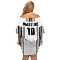 Fiji Rugby Warriors Off Shoulder Short Dress Masi Tribal Pattern Go Champion 2024 LT03 - Polynesian Pride