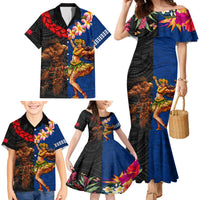 Hawaii and Samoa Together Family Matching Mermaid Dress and Hawaiian Shirt Samoan Warrior and Beauty Hula Girl LT03 - Polynesian Pride