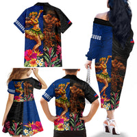 Hawaii and Samoa Together Family Matching Off The Shoulder Long Sleeve Dress and Hawaiian Shirt Samoan Warrior and Beauty Hula Girl LT03 - Polynesian Pride
