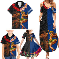 Hawaii and Samoa Together Family Matching Summer Maxi Dress and Hawaiian Shirt Samoan Warrior and Beauty Hula Girl LT03 - Polynesian Pride