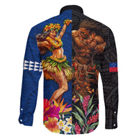 Hawaii and Samoa Together Family Matching Tank Maxi Dress and Hawaiian Shirt Samoan Warrior and Beauty Hula Girl LT03 - Polynesian Pride