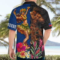 Hawaii and Samoa Together Hawaiian Shirt Samoan Warrior and Beauty Hula Girl LT03 - Polynesian Pride