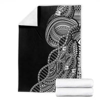 Samoan DNA Art Tattoo Blanket Polynesian Pattern Black Color