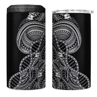 Samoan DNA Art Tattoo 4 in 1 Can Cooler Tumbler Polynesian Pattern Black Color