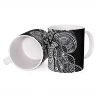 Samoan DNA Art Tattoo Ceramic Mug Polynesian Pattern Black Color