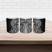 Samoan DNA Art Tattoo Ceramic Mug Polynesian Pattern Black Color