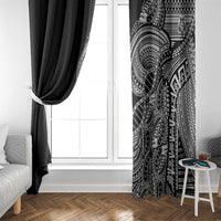 Samoan DNA Art Tattoo Window Curtain Polynesian Pattern Black Color