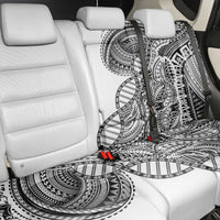 Samoan DNA Art Tattoo Back Car Seat Cover Polynesian Pattern White Color