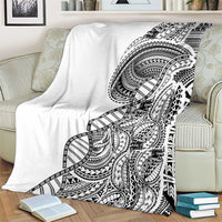 Samoan DNA Art Tattoo Blanket Polynesian Pattern White Color