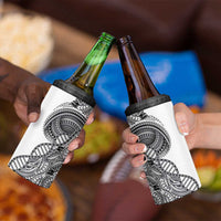Samoan DNA Art Tattoo 4 in 1 Can Cooler Tumbler Polynesian Pattern White Color