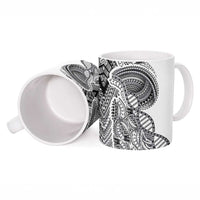 Samoan DNA Art Tattoo Ceramic Mug Polynesian Pattern White Color