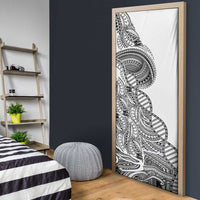 Samoan DNA Art Tattoo Door Cover Polynesian Pattern White Color