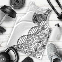 Samoan DNA Art Tattoo Men Tank Top Polynesian Pattern White Color