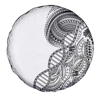 Samoan DNA Art Tattoo Spare Tire Cover Polynesian Pattern White Color