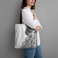 Samoan DNA Art Tattoo Tote Bag Polynesian Pattern White Color
