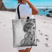 Samoan DNA Art Tattoo Tote Bag Polynesian Pattern White Color