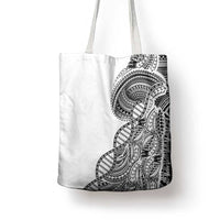 Samoan DNA Art Tattoo Tote Bag Polynesian Pattern White Color