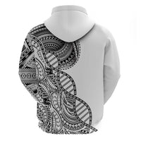 Samoan DNA Art Tattoo Zip Hoodie Polynesian Pattern White Color