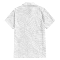 Samoan DNA Art Tattoo Family Matching Puletasi and Hawaiian Shirt Polynesian Pattern All White