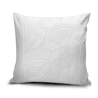 Samoan DNA Art Tattoo Pillow Cover Polynesian Pattern All White