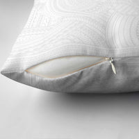 Samoan DNA Art Tattoo Pillow Cover Polynesian Pattern All White