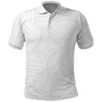 Samoan DNA Art Tattoo Polo Shirt Polynesian Pattern All White