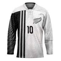 Custom New Zealand Football Hockey Jersey Silver Fern and Maori Tribal Black White Half Sporty Style LT03 Unisex Multicolor - Polynesian Pride