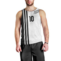 Custom New Zealand Football Men Tank Top Silver Fern and Maori Tribal Black White Half Sporty Style LT03 - Polynesian Pride