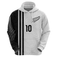 Custom New Zealand Football Zip Hoodie Silver Fern and Maori Tribal Black White Half Sporty Style LT03 - Polynesian Pride
