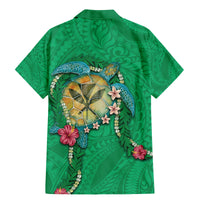 Hawaii Pikake and Maile Lei Family Matching Mermaid Dress and Hawaiian Shirt Honu Polynesian Pattern Green Color LT03 - Polynesian Pride