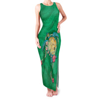Hawaii Pikake and Maile Lei Family Matching Tank Maxi Dress and Hawaiian Shirt Honu Polynesian Pattern Green Color LT03 Mom's Dress Green - Polynesian Pride
